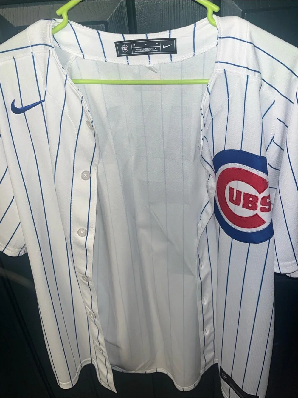 Nike White & Blue Chicago Cubs Pinstripe Baseball Jersey