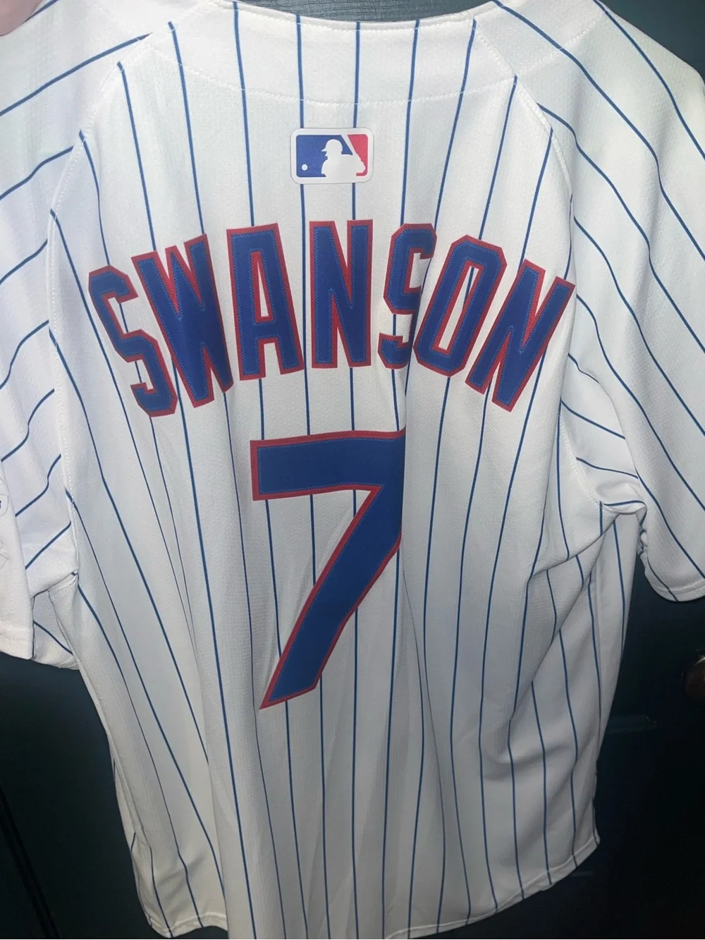 Nike White & Blue Chicago Cubs Pinstripe Baseball Jersey