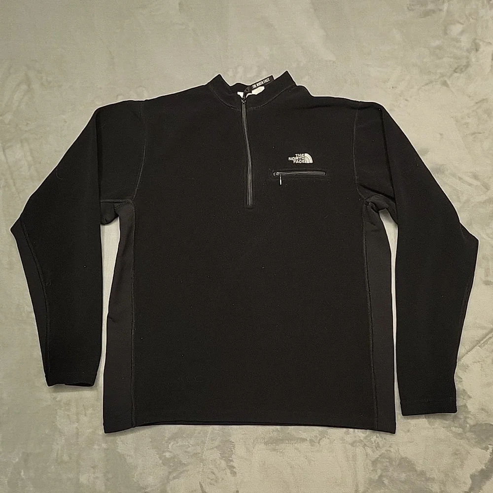The North Face Pullover Mens Medium Black Quarter Zip Fleece Jacket Hiking Trail