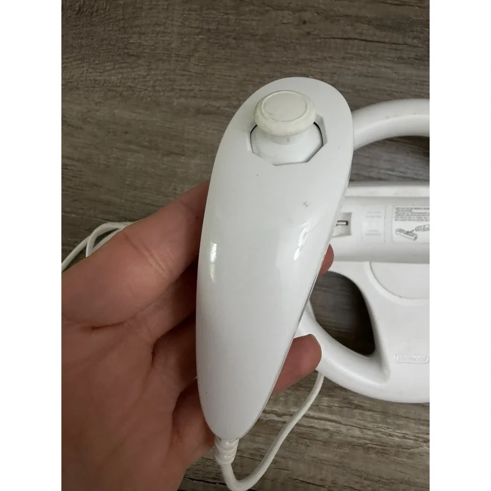 Nintendo Wii Nunchuk Controller and Racing Wheel Bundle OEM Accessories