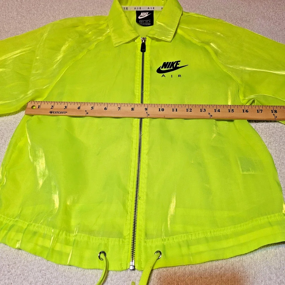 Nike Air Neon Volt Sheer Zip Windbreaker Jacket Drawstring Cropped Womens XS