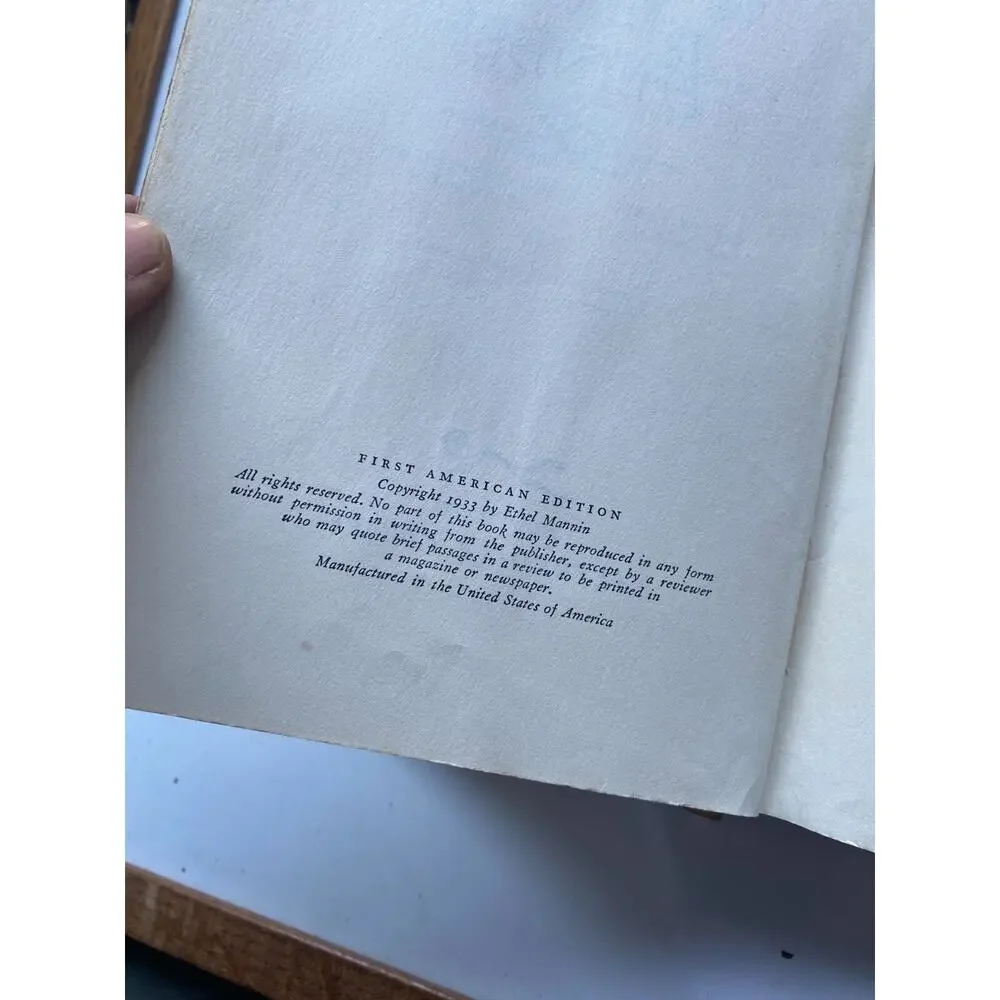 Venetian Blinds Ethel Mannia 1933 Vintage Book First Edition Borzoi