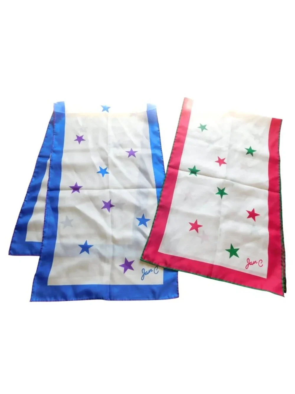 Jan C Scarf Set Of 2 Star Pattern Polyester Hand-Rolled Japan Blue & Red 43