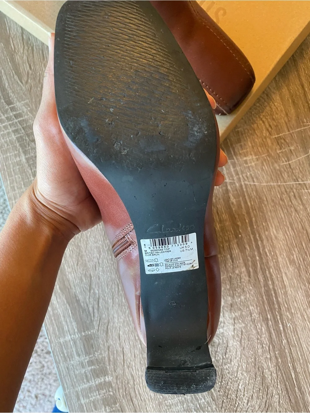 Clarks Leather Women's Brown Ankle Boots with Side Zip