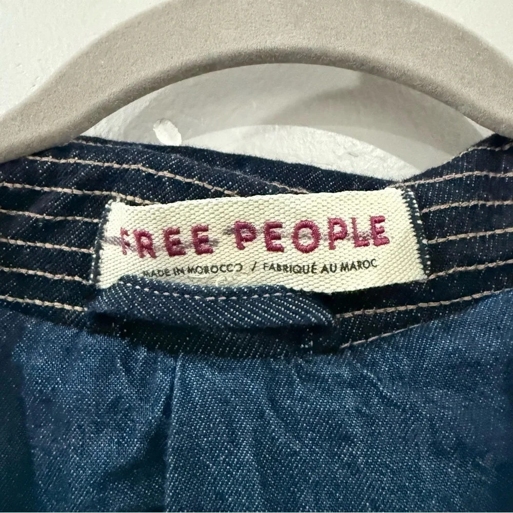 Free People Blazer Denim Car Coat in Rinse Wash