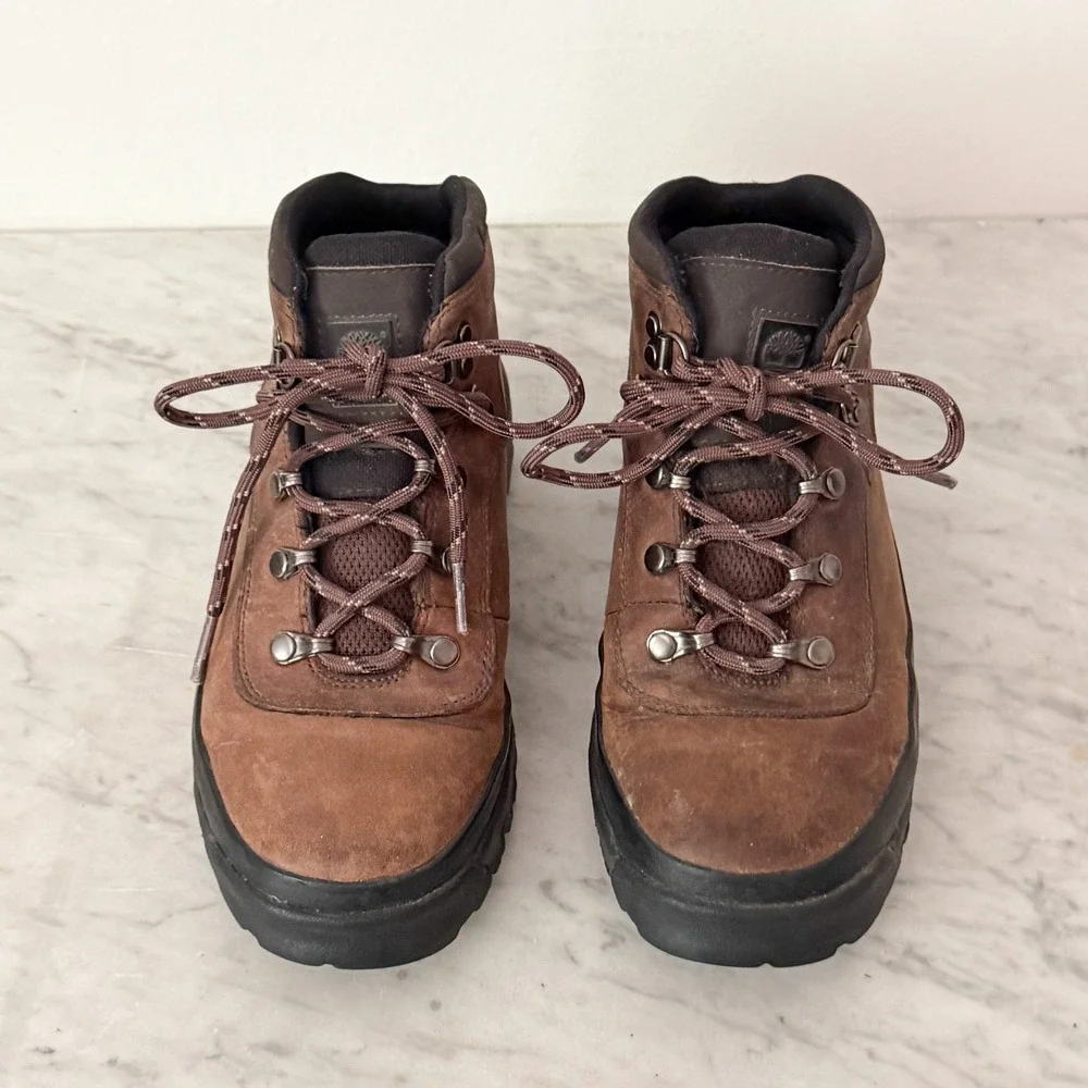 Timberland Hiking Boots Waterproof Leather Trail 95930 Size 6 Brown Mid Top