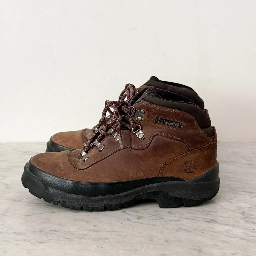 Timberland Hiking Boots Waterproof Leather Trail 95930 Size 6 Brown Mid Top