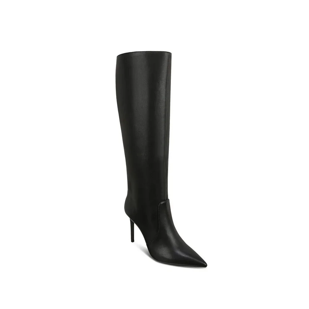 INC Womens 8.5 M Black Havannah Faux Leather High Heel Knee High Boots NIB QJ4