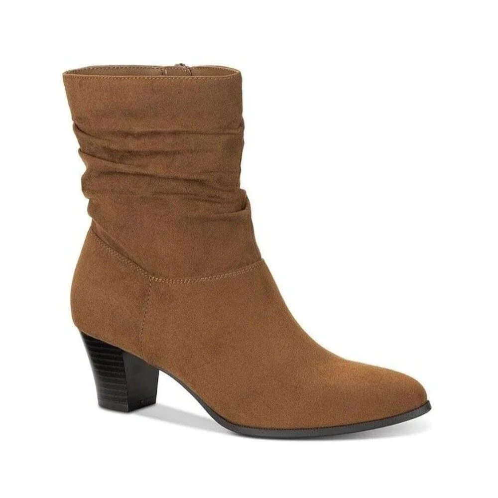 Style & Co. Womens 6.5 M Cognac Brown Faux Suede Slouch Mid Calf Boots NIB QJ6