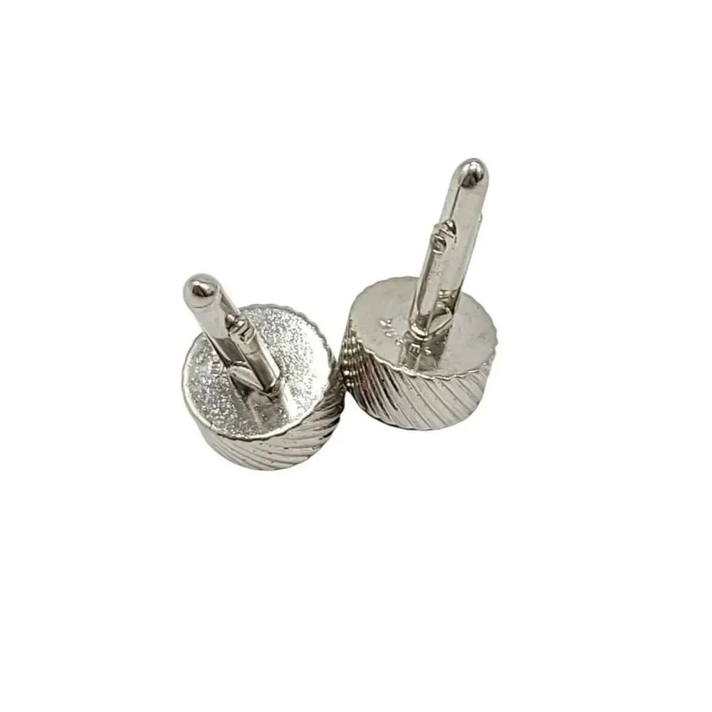 Swank Grey Gray Glass Faceted Rhinestone Silver Tone Cufflinks Vintage