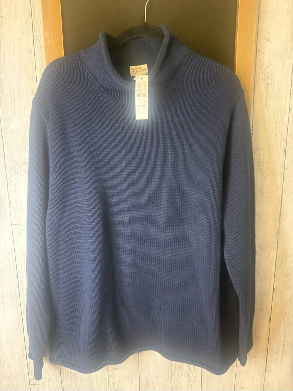 NWT J.Crew navy blue cotton sweater Size L