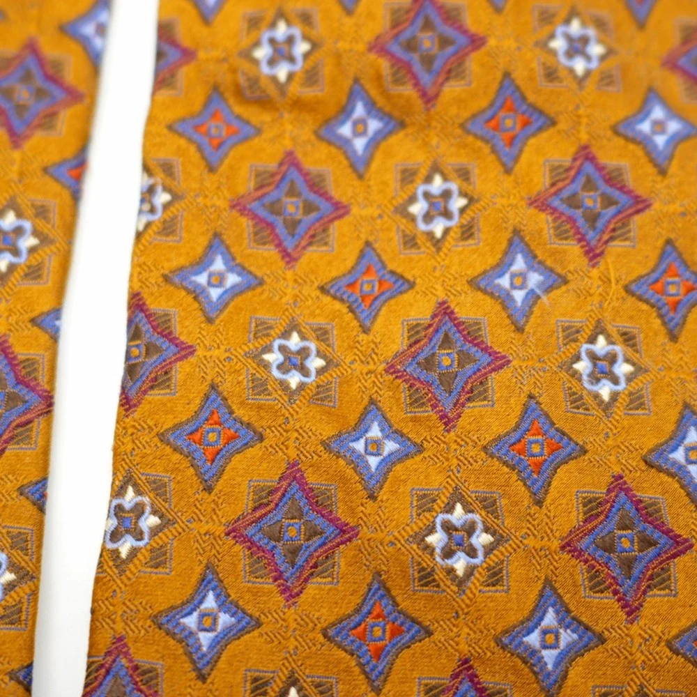 Robert Talbott Best Of Class Nordstrom Silk Tie Brown Woven Geometric Floral USA