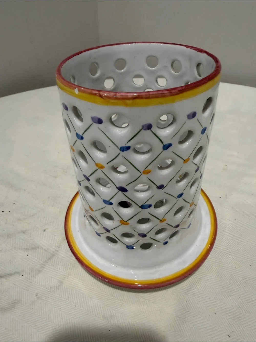 Vintage R.C. & Cal da Juncal hand-painted candle holder from Portugal.
