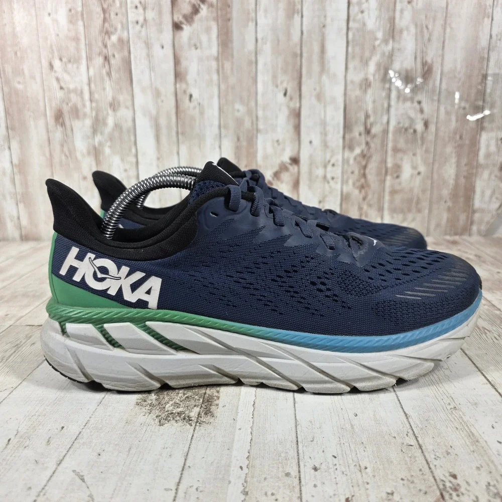 Hoka One One Clifton 7 Mens 9.5 Running Shoes Moonlit Ocean Blue 1110508 MOAN