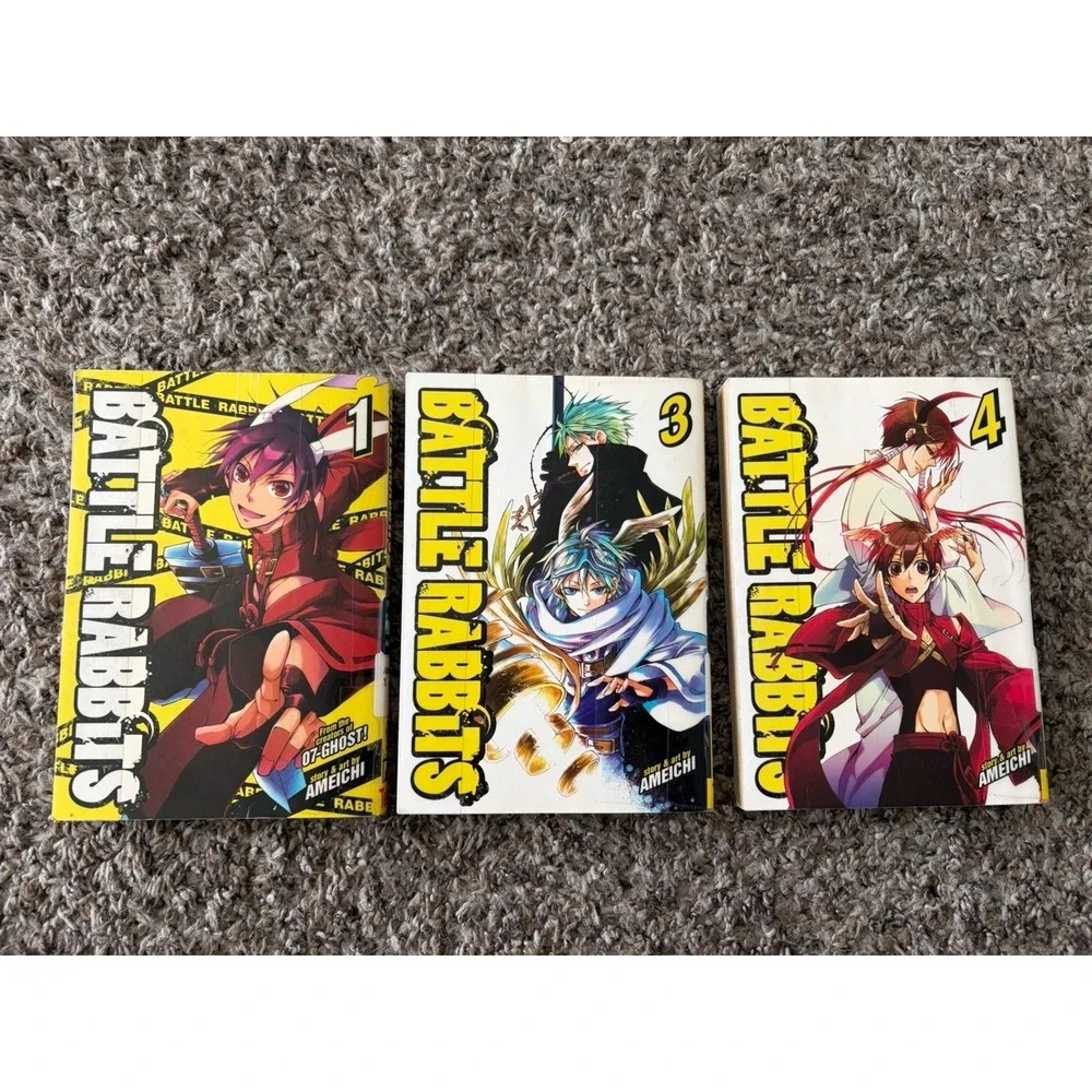 Battle Rabbits Vol 1, 3, And 4 Manga Paperback Books Lot by Ameichi, Seven Seas