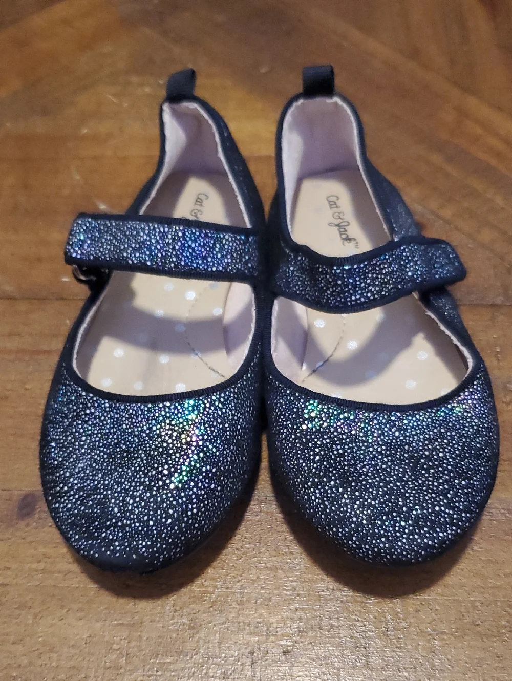 Cat & Jack Girls' Sparkle Mary Jane Shoes - Black Glitter
