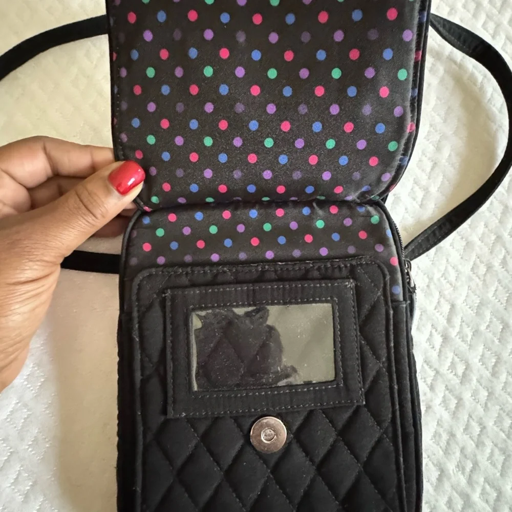 Vera Bradley Black Quilted Messenger Crossbody Bag