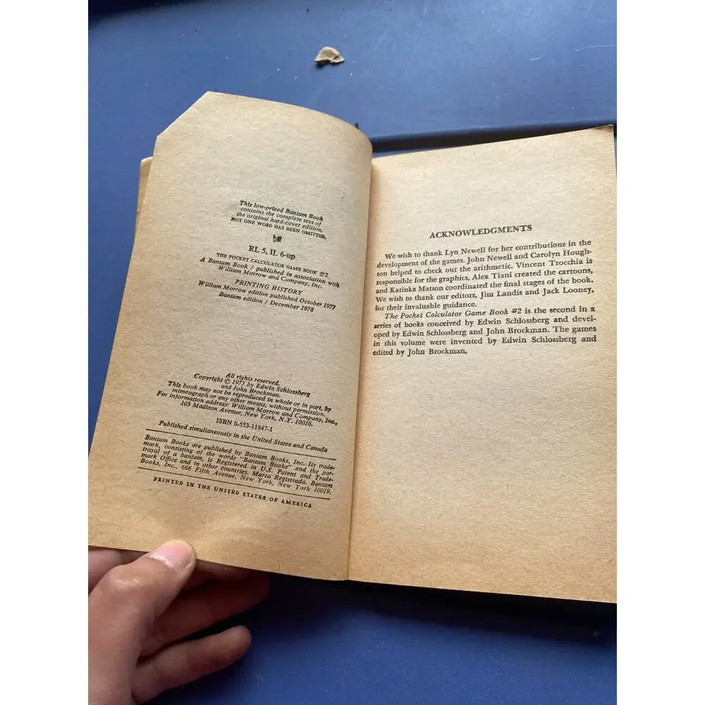 The Pocket Calculator Game Book #2 Edwin Schlossberg John Brockman 1977 Book