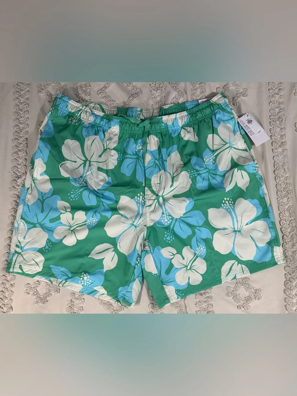 Old Navy Green, Blue & White Floral Swim Trunks
