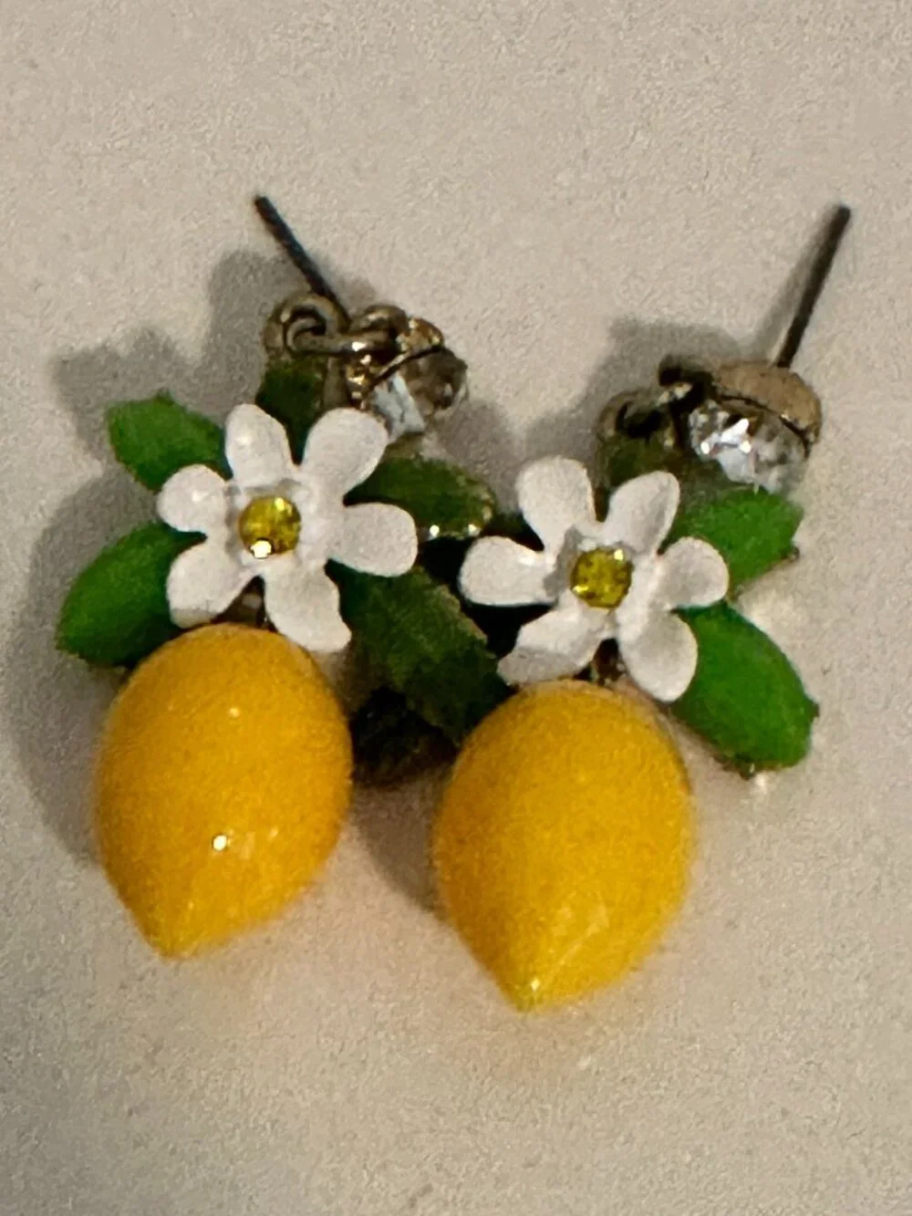 J.Crew Lemon Floral Drop Earrings Yellow White Green