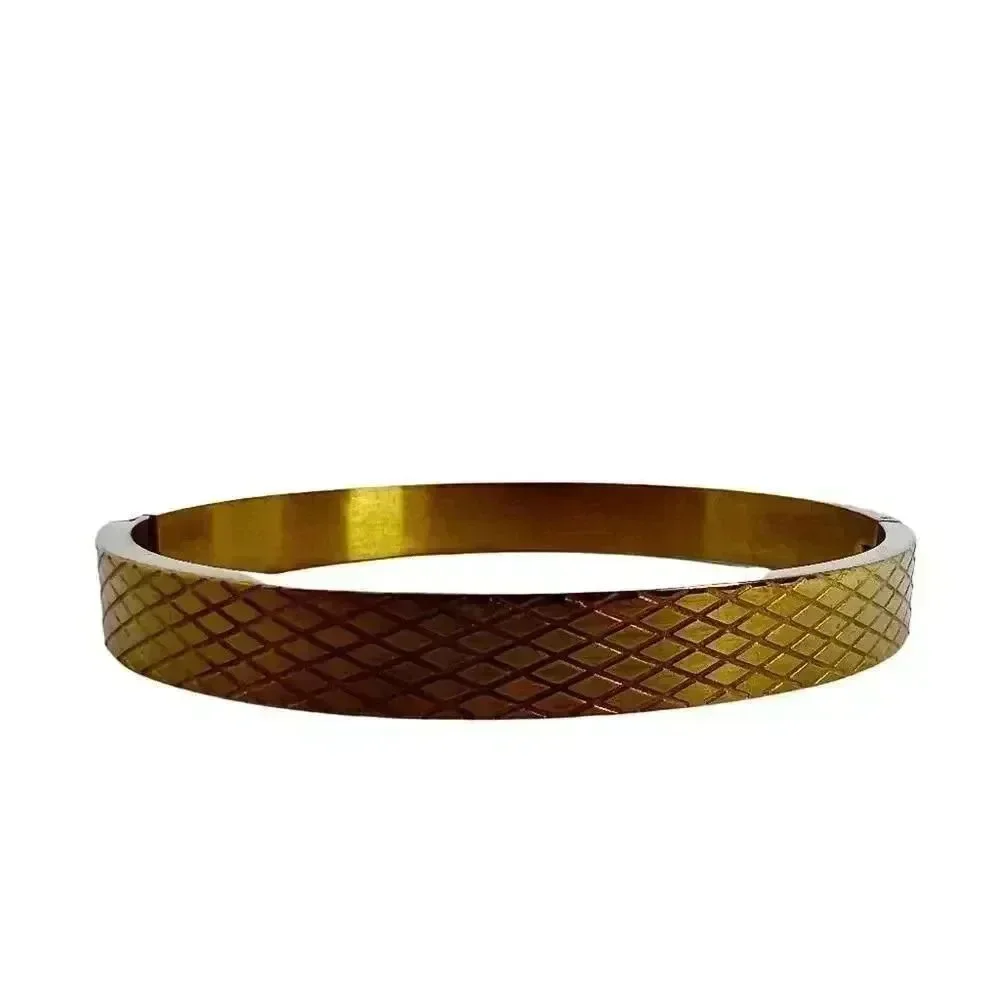Gold Diamond Printed Cuff Bracelet Clasp Boho Chic Bohemian