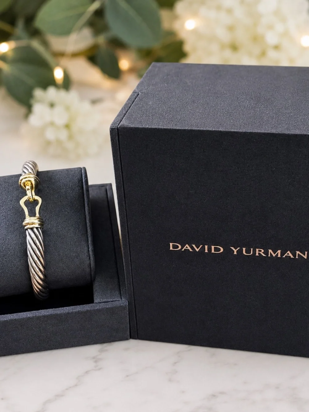 David Yurman Classic cable Buckle Bracelet 14K Gold Medium MSRP $2300