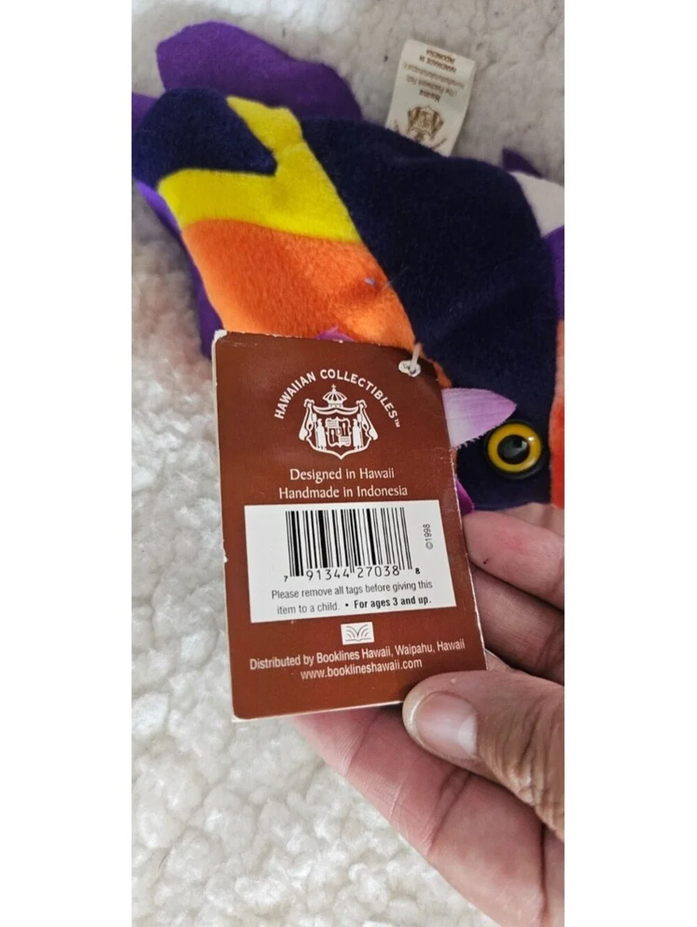 New 1998 Hawaiian Collectibles Humu Patchwork Fish Plush Passport Tag 9