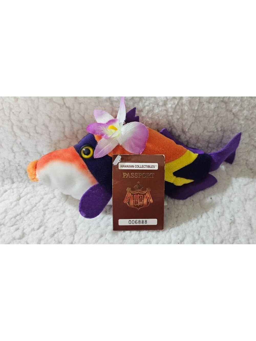 New 1998 Hawaiian Collectibles Humu Patchwork Fish Plush Passport Tag 9