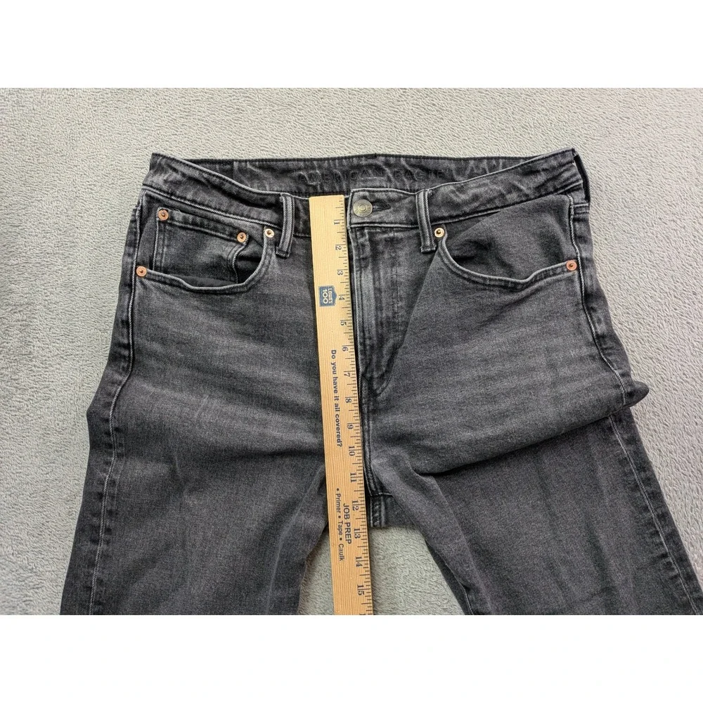 American Eagle Flex Straight Leg Jeans Mens 34x32 Washed Black Denim 5-Pocket