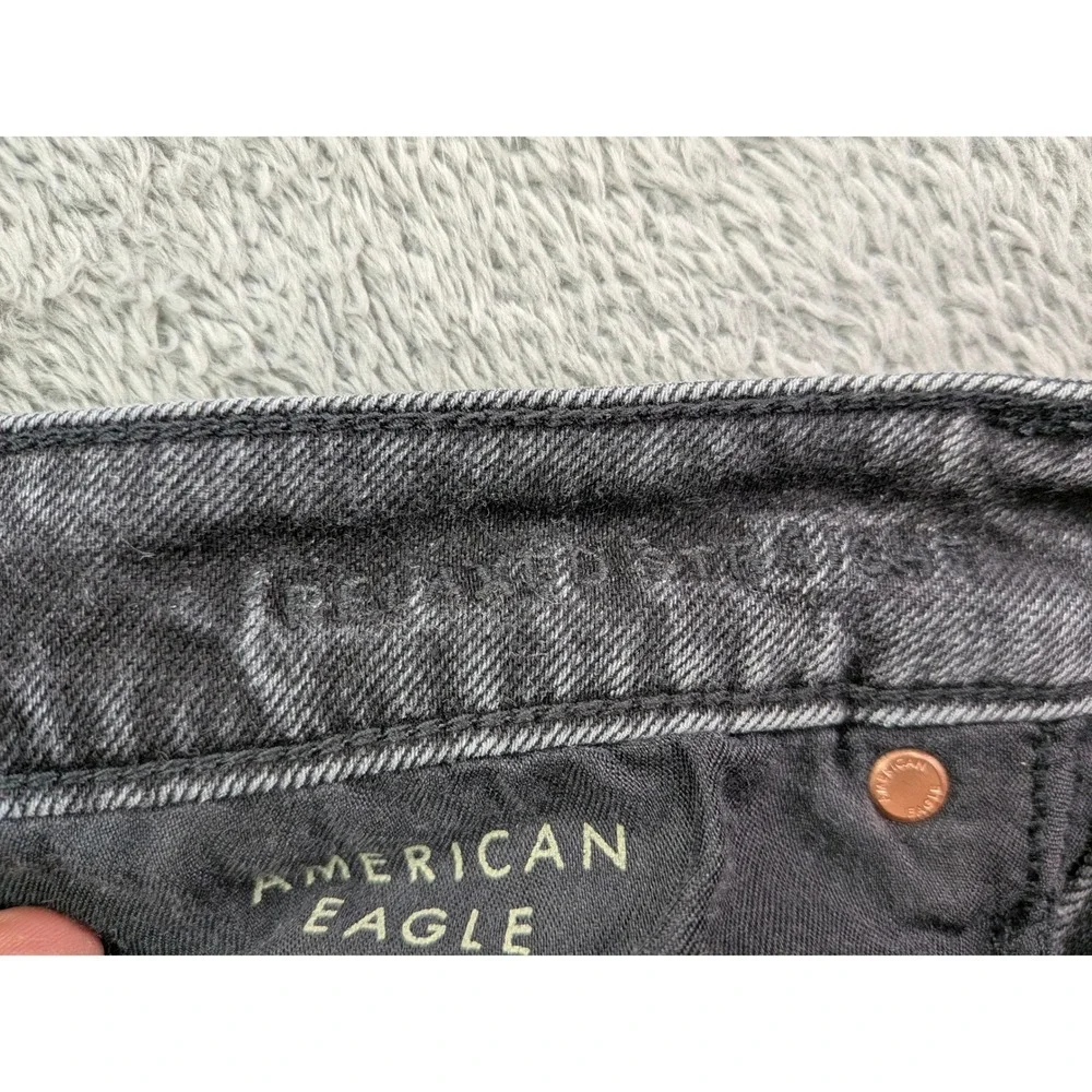 American Eagle Flex Straight Leg Jeans Mens 34x32 Washed Black Denim 5-Pocket