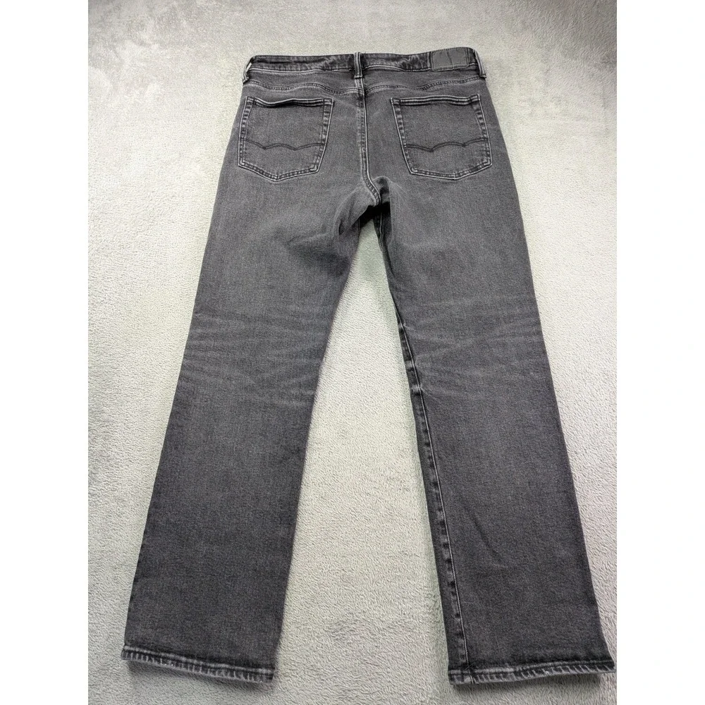 American Eagle Flex Straight Leg Jeans Mens 34x32 Washed Black Denim 5-Pocket