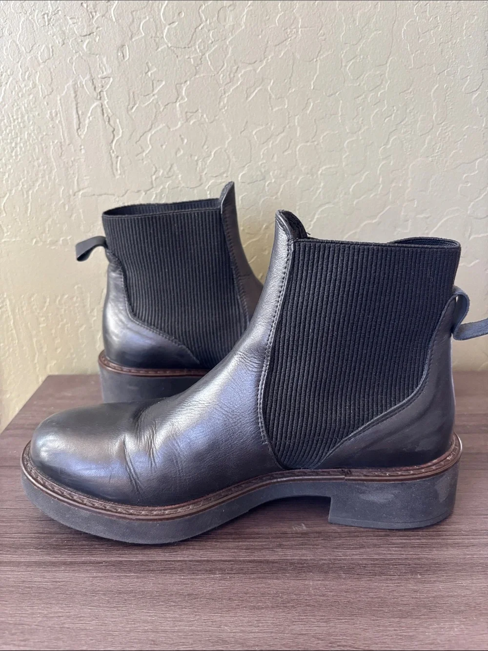 Emanuele Crasto Black Leather Chelsea Boots Made in Italy Size 39