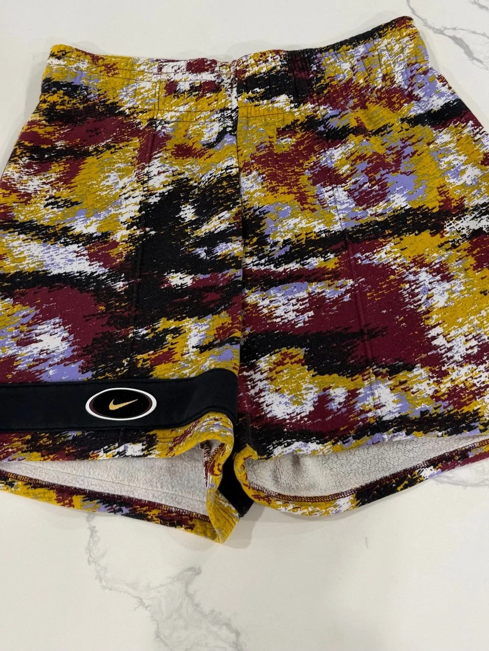 Nike Team Sports Multicolor Abstract Athletic Shorts - Maroon/Gold/Lilac/Black