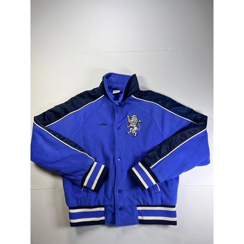 Nike LeBron James Varsity Fleece Jacket‎ Mens XL Blue Navy Lion Crest Snap Front