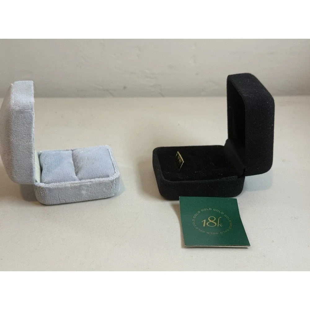 Lot 2 VTG Velvet Ring Box Set Pastel Black MCM Proposal Wedding Photo Prop