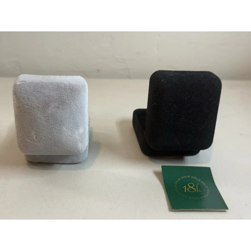 Lot 2 VTG Velvet Ring Box Set Pastel Black MCM Proposal Wedding Photo Prop