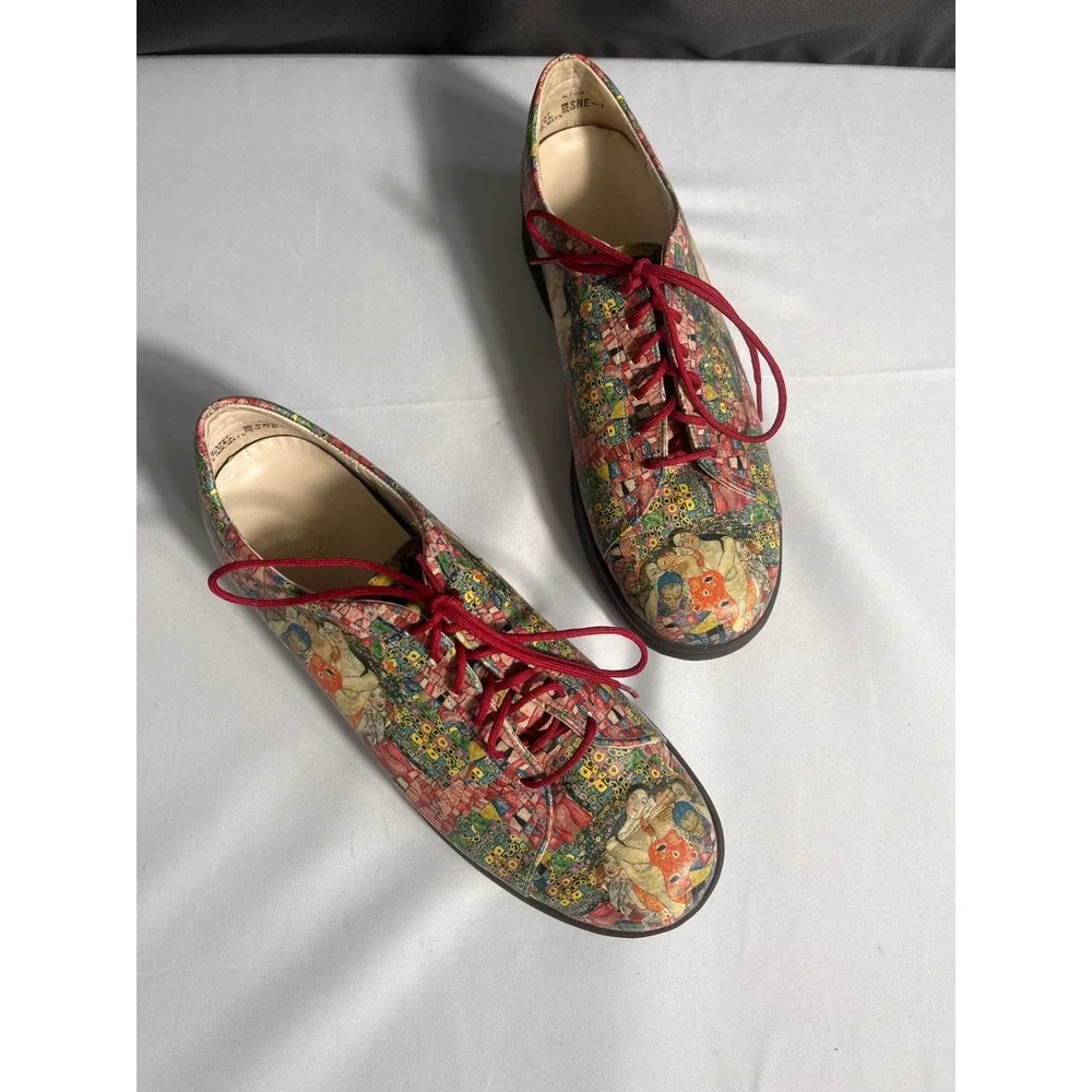 Jeon Klimt Art Print Lace Up Oxford Shoes Women's US 7M Made in USA Leather