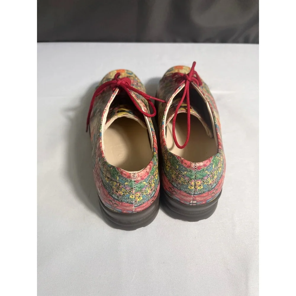 Jeon Klimt Art Print Lace Up Oxford Shoes Women's US 7M Made in USA Leather