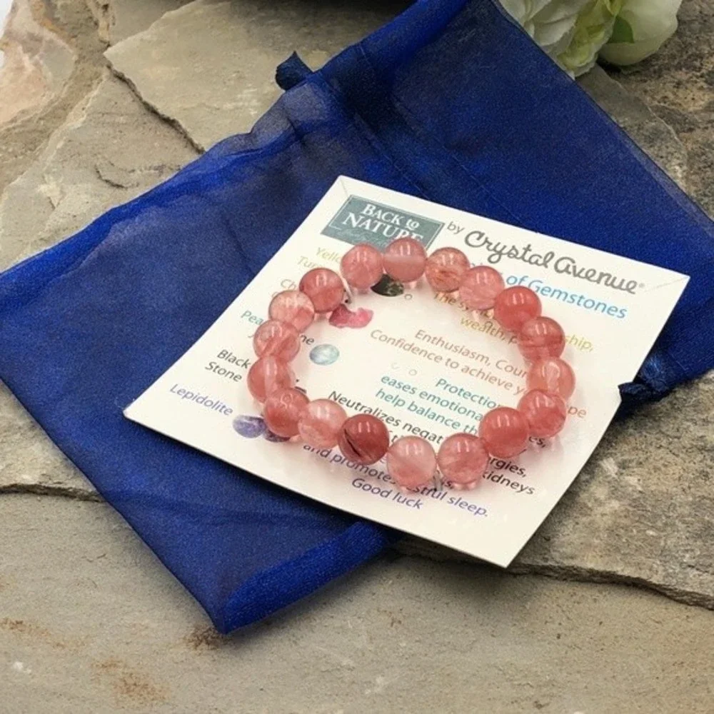 🌼 Cherry Quartz Stone Pink Stretch Bracelet