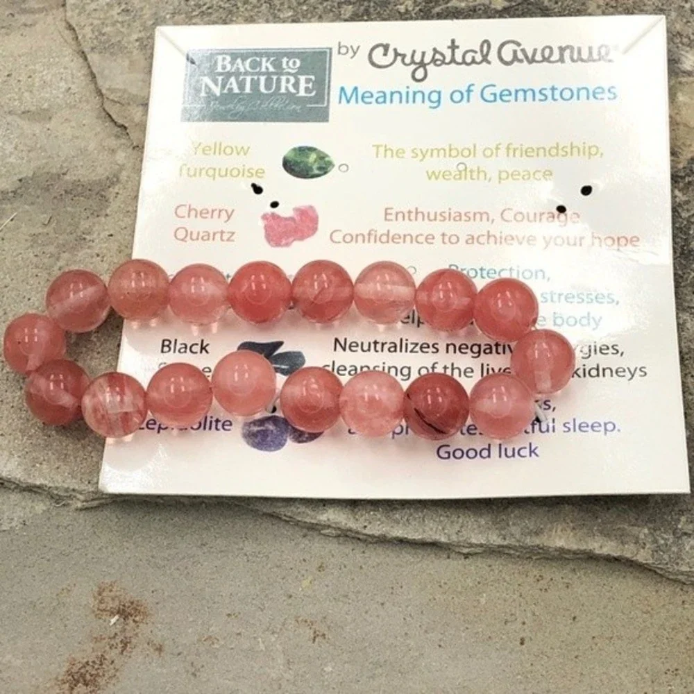 🌼 Cherry Quartz Stone Pink Stretch Bracelet
