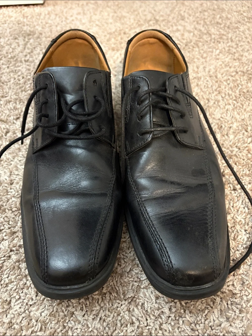 Clarks Black Leather Lace-Up Oxford Shoes