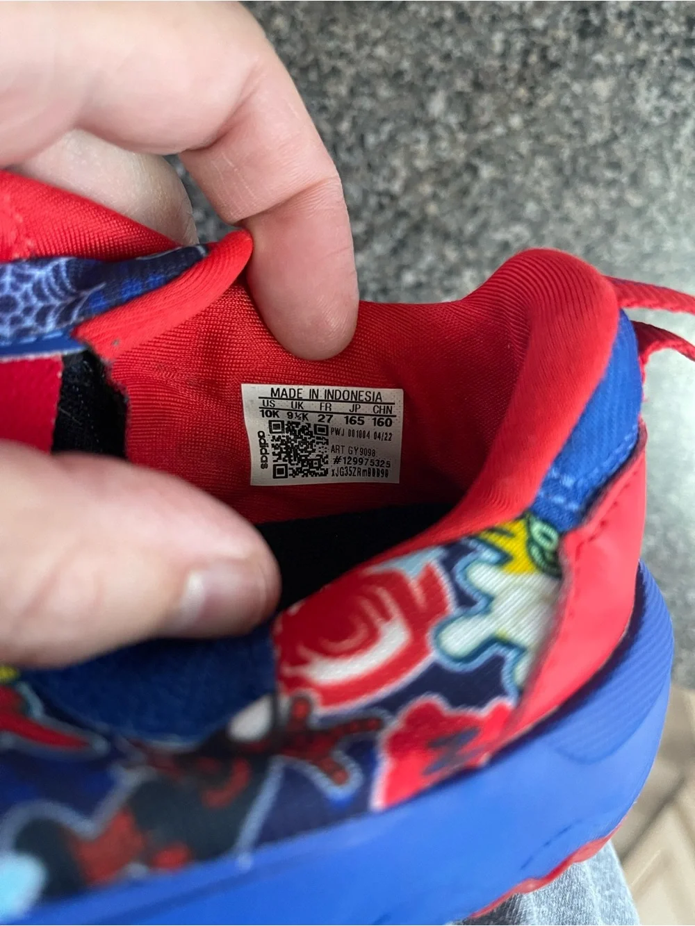 Adidas Marvel Spider-Man Kids Sneakers Blue Red GY9098 Size 10K