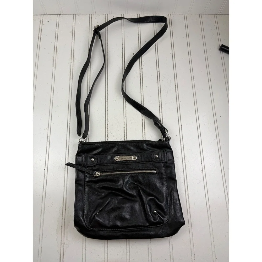 Franco Sarto Vintage Y2K Black Leather Travel Crossbody Purse Bag