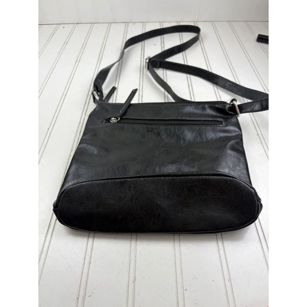 Franco Sarto Vintage Y2K Black Leather Travel Crossbody Purse Bag