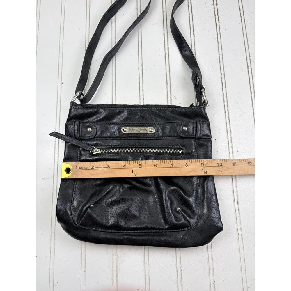 Franco Sarto Vintage Y2K Black Leather Travel Crossbody Purse Bag