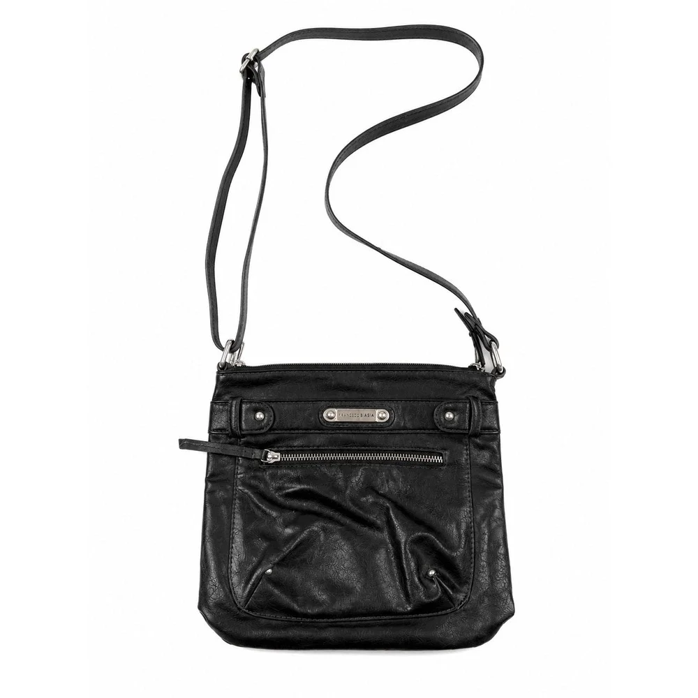 Franco Sarto Vintage Y2K Black Leather Travel Crossbody Purse Bag