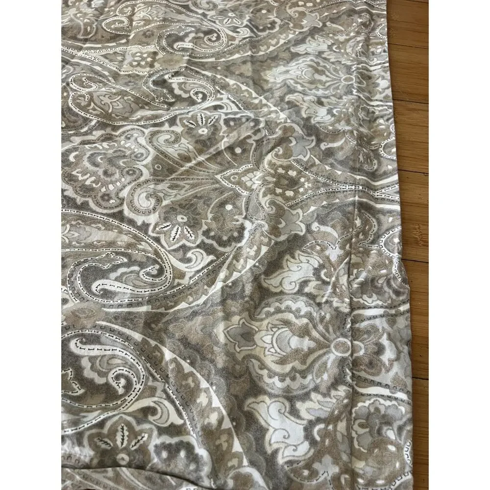 Pottery Barn 2 Euro Pillow Shams Tan Gray Cream Paisley Boho Luxury 24” Cotton