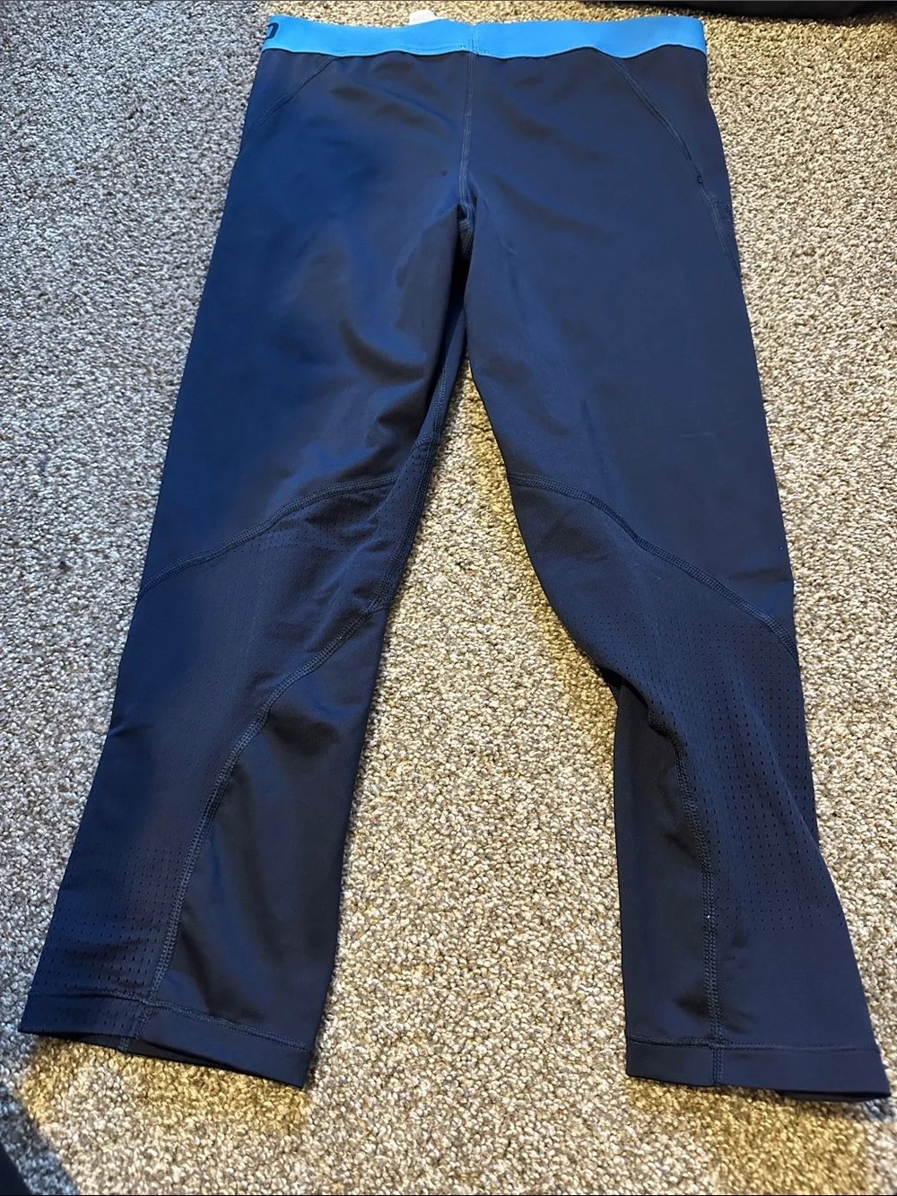 Nike Navy Leggings with Bright Blue Logo & Waistband
