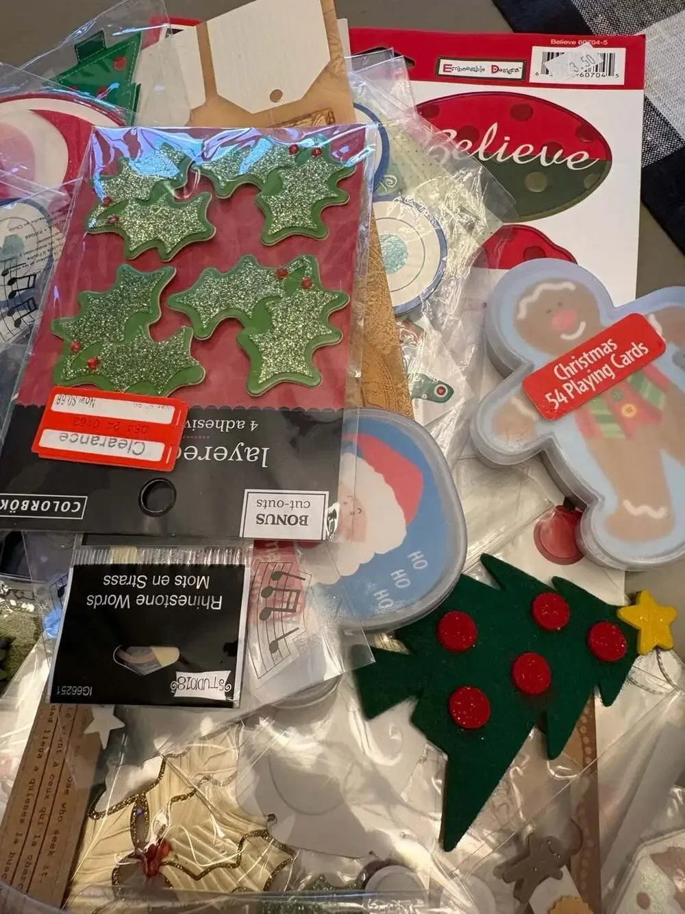 Assorted Christmas Scrapbooking and Card Making Craft Supplies Lot