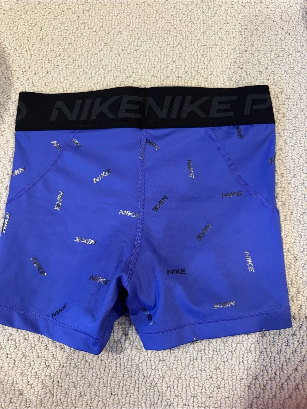 Nike Blue Pro Bike Shorts with Black Waistband